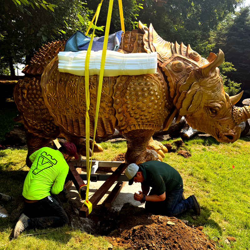 Specialist team relocating a large sculptural artwork